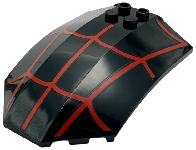 Windscreen 8 x 6 x 2 Curved Sloped Sides with Red Spider Web 3 Vertical Lines Pattern