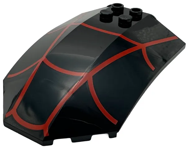 Windscreen 8 x 6 x 2 Curved Sloped Sides with Red Spider Web 2 Vertical Lines Pattern