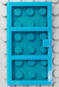 Door 1 x 4 x 6 with 3 Panes and Square Handle with Fixed Trans-Dark Blue Glass