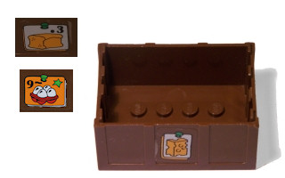 Container, Trunk Bottom 4 x 6 x 2 1/3 with Cheese on Front, Bread on Right Side, Eggs on Left Side Pattern (Stickers) - Set 3667