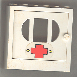 Fabuland Door Frame 2 x 6 x 5 with White Door with Red Cross Pattern (Sticker) - Sets 137-1 / 347-3