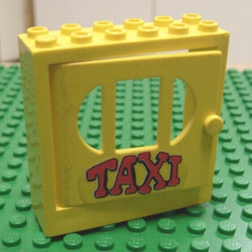Fabuland Door Frame 2 x 6 x 5 with Yellow Door with 'TAXI' Pattern (Sticker) - Sets 128-1 / 338-2