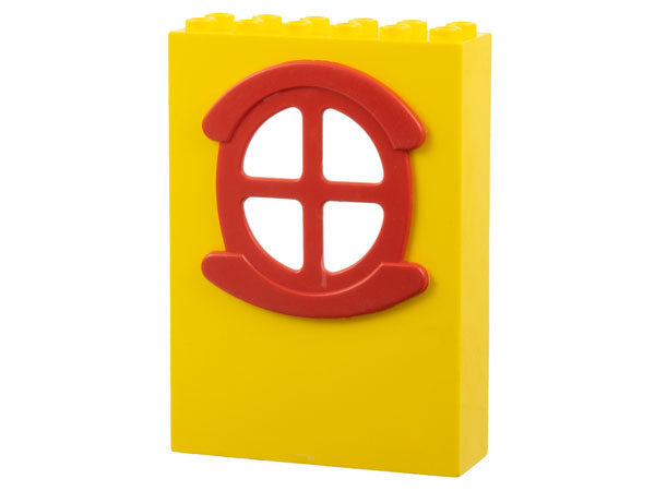 Fabuland Building Wall 2 x 6 x 7 with Round Symmetric Red Window