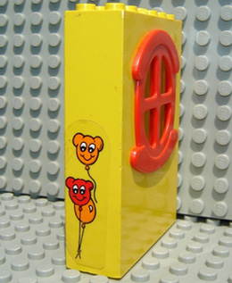 Fabuland Building Wall 2 x 6 x 7 with Round Symmetric Red Window with Balloons Pattern (Sticker) - Set 3681