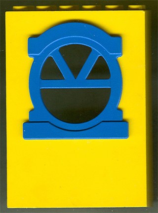 Fabuland Building Wall 2 x 6 x 7 with Round Top Blue Window