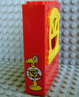 Fabuland Building Wall 2 x 6 x 7 with Round Top Yellow Window and Field Glass and Plane Pattern (Sticker) - Set 3671