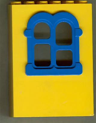 Fabuland Building Wall 2 x 6 x 7 with Squared Blue Window