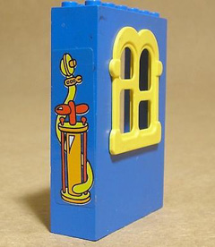 Fabuland Building Wall 2 x 6 x 7 with Squared Yellow Window with Pump Pattern (Sticker) - Set 3666