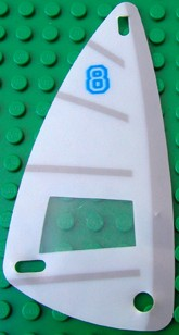 Plastic Triangle 6 x 12 Sail with Blue 8, Horizontal Gray Stripes, Vertical Gray Stripe Pattern