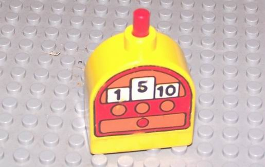 Duplo Brick with Working Ringer Button on Curved Top, Cash Register Pattern