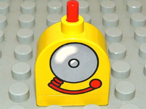 Duplo Brick with Working Ringer Button on Curved Top, Fire Alarm Bell Pattern