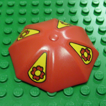 Fabuland Umbrella Top with No Bottom Flaps, 6 x 6 without Top Stud with Yellow Pennants and Red Flowers Pattern (Stickers) - Set 3681