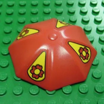 Fabuland Umbrella Top with No Bottom Flaps, 6 x 6 without Top Stud with Yellow Pennants and Red Flowers Pattern (Stickers) - Set 3681