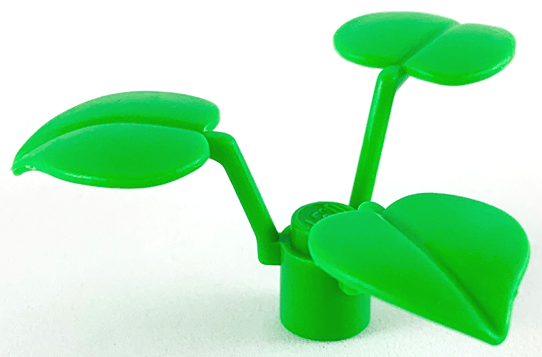 Plant Stem with Stud and 3 Large Leaves