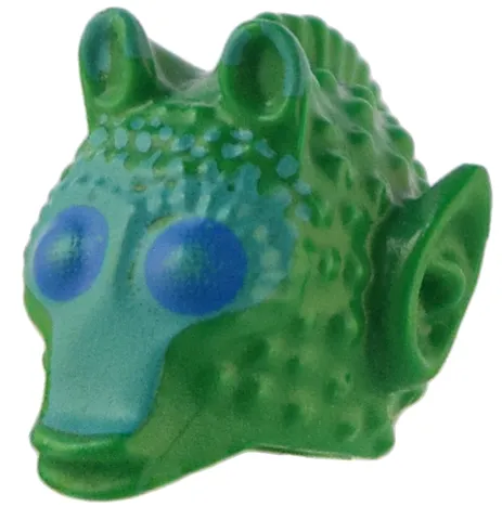 Minifigure, Head, Modified SW Rodian with Blue Eyes and Dark Turquoise Markings Pattern (Onaconda Farr)