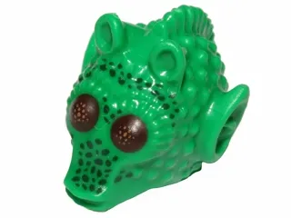 Minifigure, Head, Modified SW Rodian with Dark Brown Eyes and Dark Green Markings Pattern