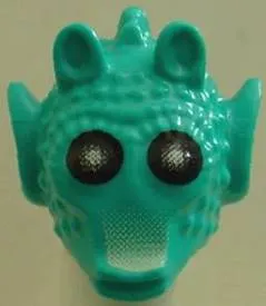 Minifigure, Head, Modified SW Rodian with Black Eyes and Tan Markings Pattern (Greedo)