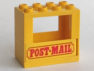 Duplo Door / Window Frame 2 x 4 x 3 Half Door with (Same Color) Duplo Door 1 x 4 x 1 with Red 'POST MAIL' Pattern (x978 / x979pb02)