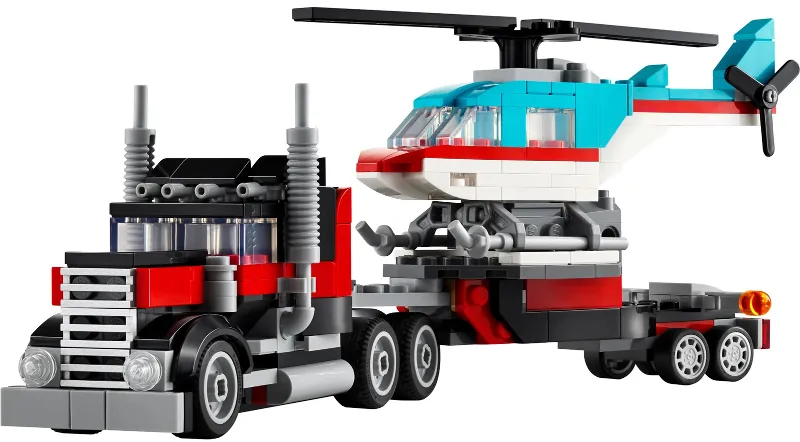 Flatbed Truck with Helicopter