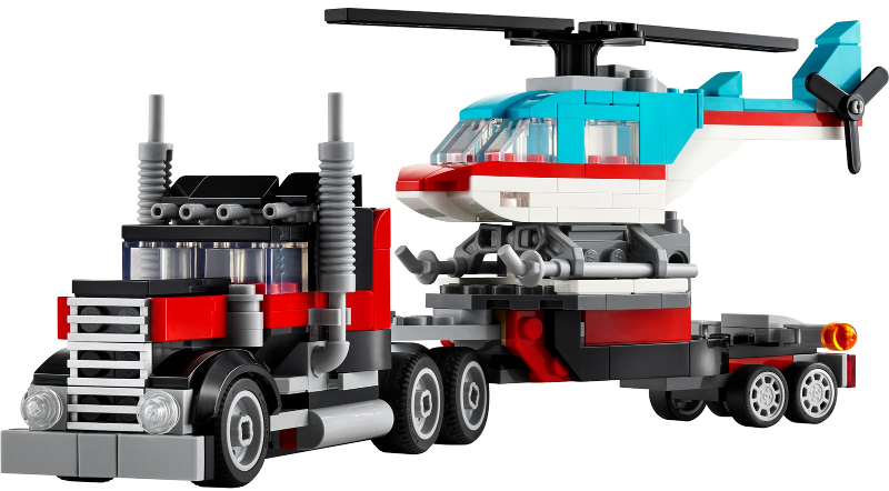 Flatbed Truck with Helicopter