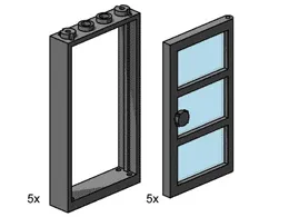 1 x 4 x 6 Black Door Frame with Transparent Blue Panes