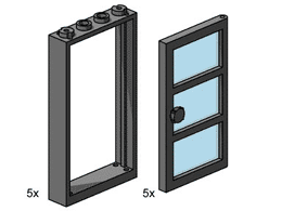 1 x 4 x 6 Black Door Frame with Transparent Blue Panes