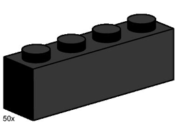 1 x 4 Black Bricks