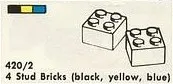 4 Stud Bricks (black, yellow, blue)