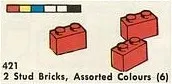 2 Stud Bricks, Assorted Colours (6)