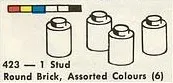 1 Stud Round Brick, Assorted Colours (6)