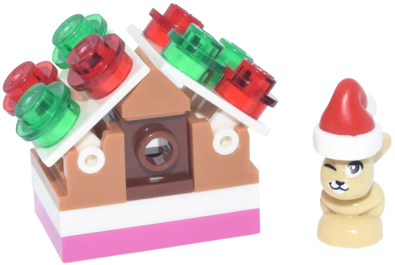 Advent Calendar 2026, Friends (Day 13) - Bunny with Santa Hat and Gingerbread House