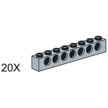 1x8 Gray Technic Bricks