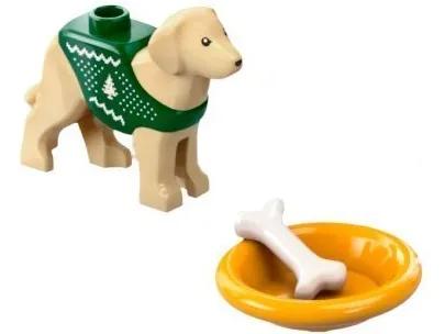 Advent Calendar 2024, City (Day  3) - Dog with Holiday Sweater, Bowl, and Bone