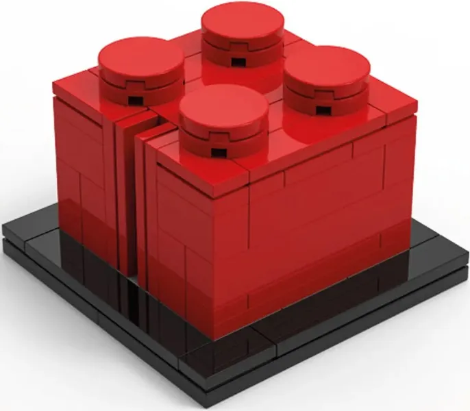 Buildable 2 x 2 Red Brick