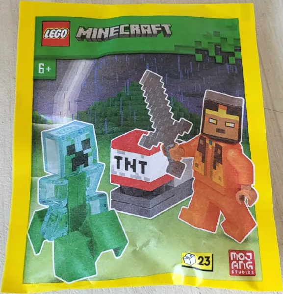 Hero with Charged Creeper and TNT Launcher paper bag