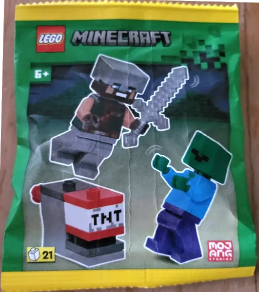 Hero with Zombie and TNT Launcher paper bag