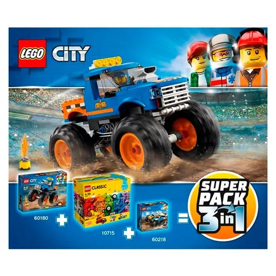 City / Classic Bundle Pack, Super Pack 3 in 1 (Sets 10715, 60180, and 60218)