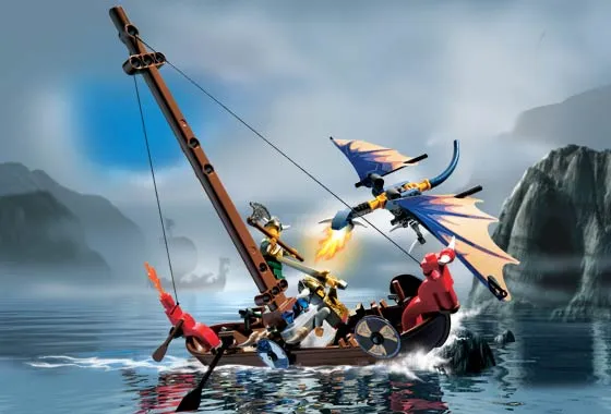 Viking Boat against the Wyvern Dragon