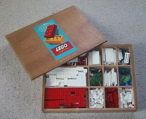 Wooden Storage Box with Contents