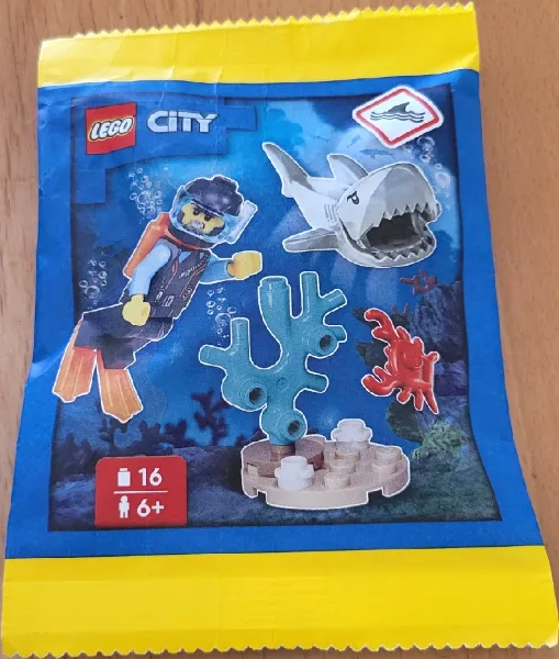 Diver with Reef and Shark paper bag