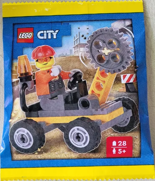 Builder with Buzzsaw Vehicle paper bag