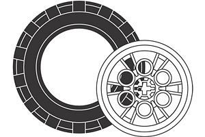 Red Rover Tires and Hubs (4 tires, 4 hubs)