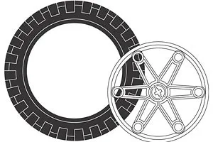 Large Tire and Hub (2 tires, 2 hubs)