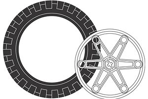 Large Tire and Hub (2 tires, 2 hubs)