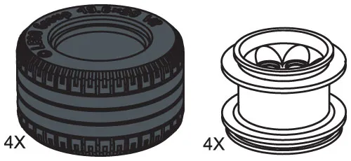 Large Lawn Tire & Hub (4 tires, 4 hubs)