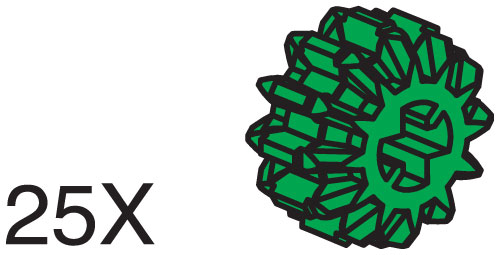 12 Tooth Double Bevel Gears (Pack of 25)