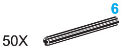 6-Stud Axles (Pack of 50)