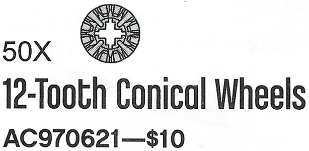 12 Tooth Bevel Gears (Pack of 50) - (12-Tooth Conical Wheels)