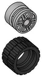 Small Wide Tire & Hub (Pack of 8 each)