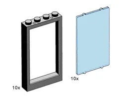 1 x 4 x 5 Black Window Frames, Transparent Blue Panes